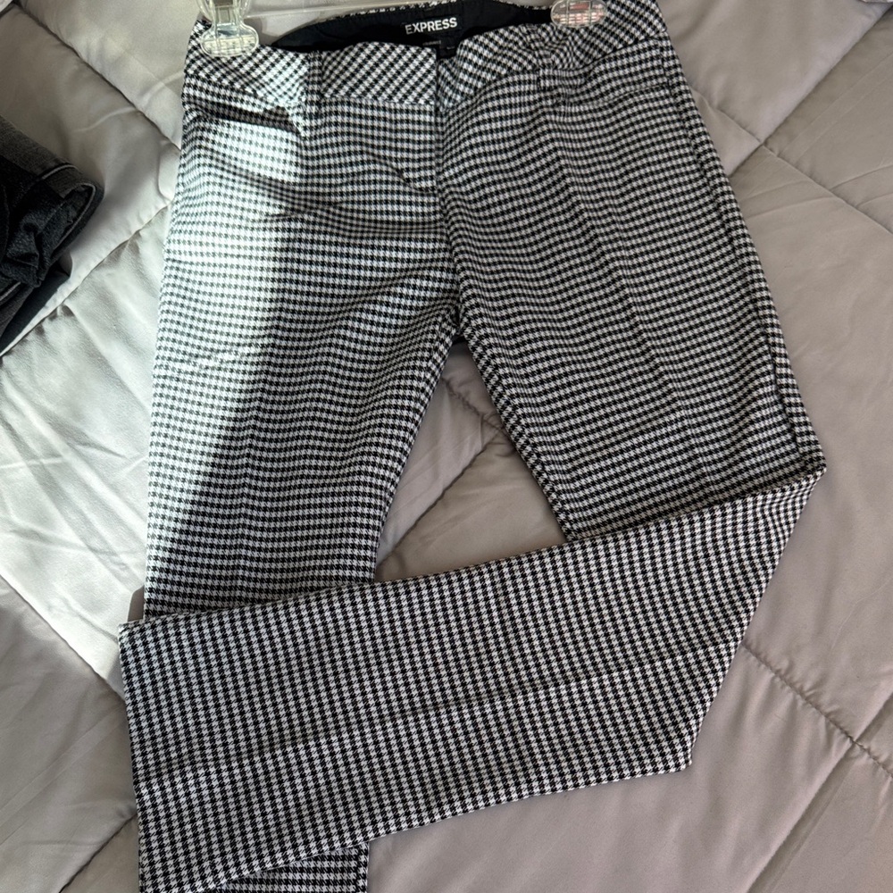 Express Black and White Houndstooth Flare Pants